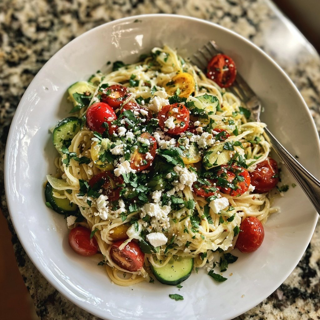 Mediterraner Nudelsalat Mit Petersilie