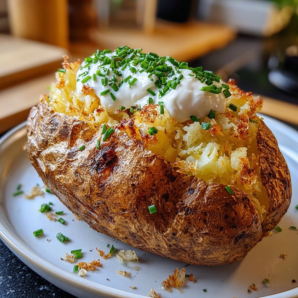 Mittagessen mit Ofenkartoffeln