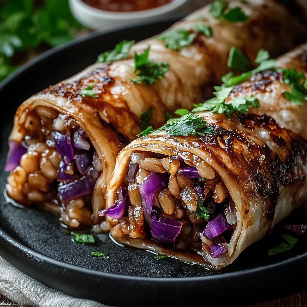 Rotkohl-Rouladen gefüllt mit Reis und Pilzen