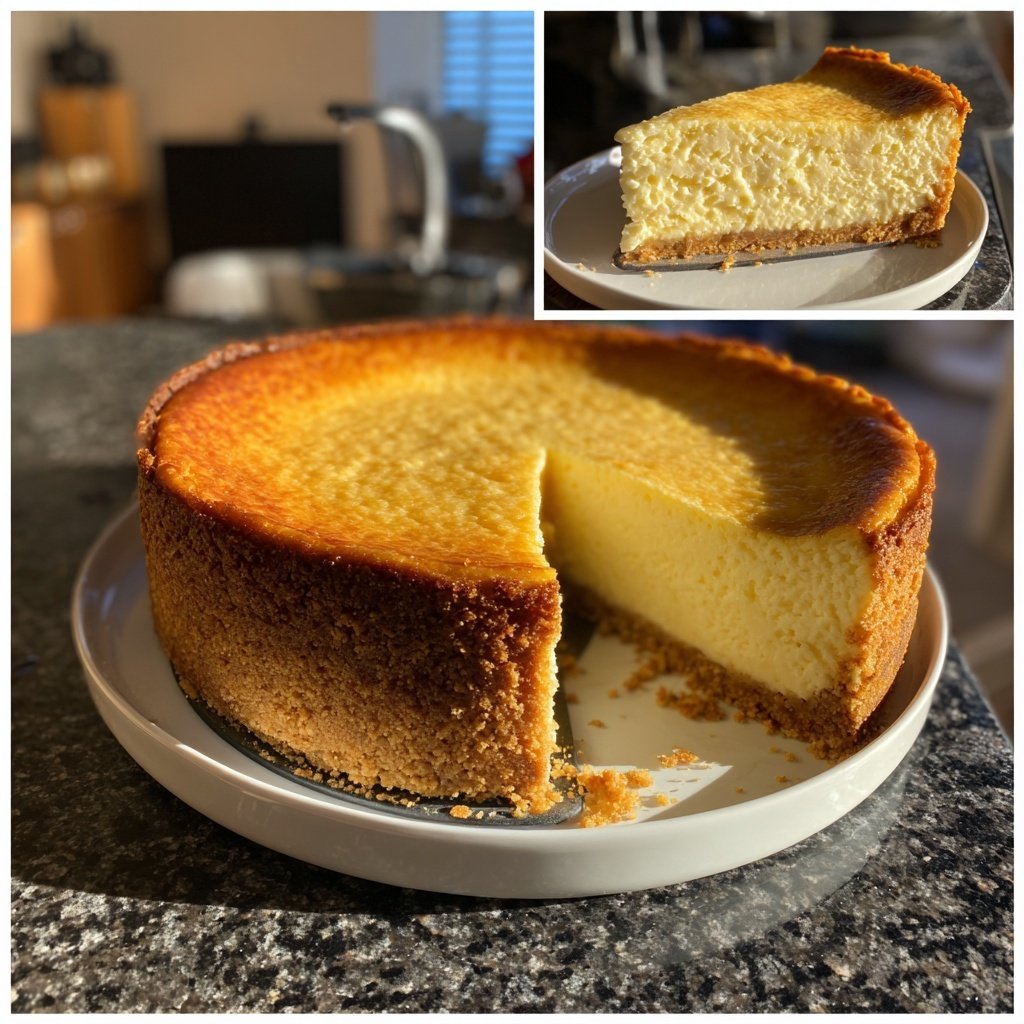 Käsekuchen mit Keksboden