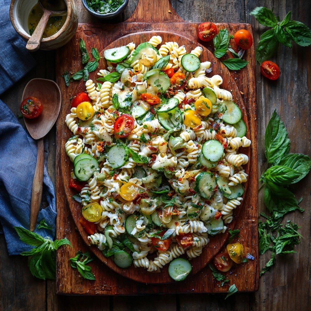 Mediterraner Nudelsalat Mit Gurken