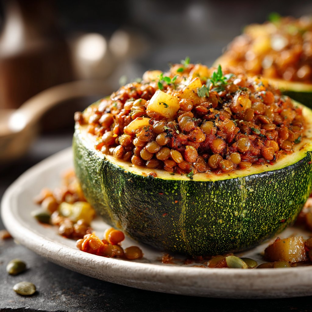 Gefüllte Zucchini mit Linsen